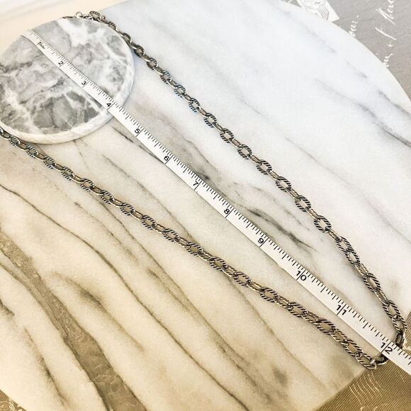 VCLM Necklace Textured Silver Toned Metal Chain Link - Picture 3 of 3